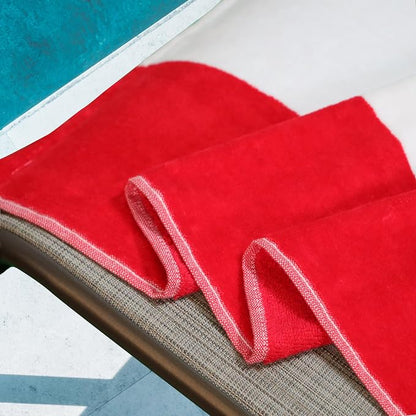 Superior Cabana Cotton Lounge Chair Cover, Outdoor Towel, Terry Cloth, Beach, Spa, Swim Accessories, Pool Chair Cover, Soft, Quick Drying, 32" x 102", Set of 2, Red