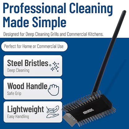 SPARTA 4029000 Stainless Steel Grill Brush, Grill Scraper With Metal Bristles, 30.5 Inches, Black, (Pack of 6)