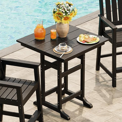 Garvee Outdoor Patio Bar Table for 2-4, All-Weather HDPE Bar Height Table with Umbrella Hole and Spacious Tabletop for Outside,Poolside, Backyard