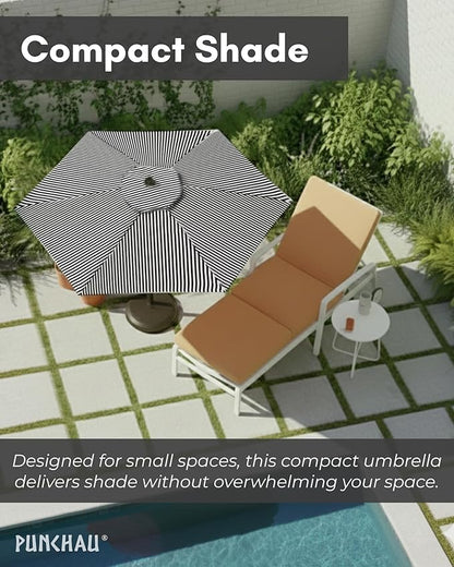6 Ft Outdoor Patio Umbrella - Outdoor Umbrella for Patio, Pool, Table, Garden, Deck, & Beach - Easy Open/Close Crank and Push Button Tilt Adjustment - Black & White Striped Market Umbrellas