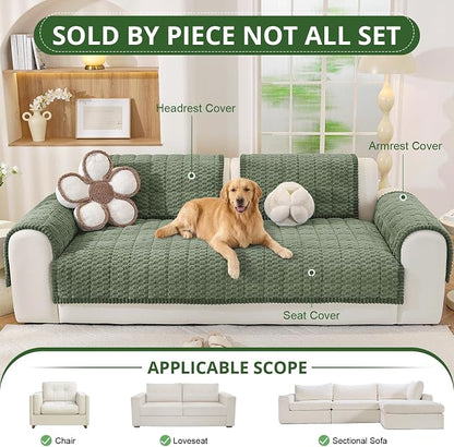 OstepDecor Couch Cover for Dogs, Washable Non Slip Sofa Cover for Pets | Soft Couch Covers for Sofa, Loveseat and Sectional, Furniture Protector Against Pet Hair & Dirt (35.4" x 70.9", Green)