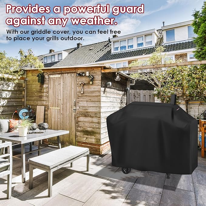Grill Cover for Royal-Gourme-t CC1830T 30-Inch Barrel Charcoal Grill, Waterproof BBQ Cover for 30 Inch Barrel Charcoal Grill with Smoke Stack Outdoor Backyard Grill Covers - 52"x24"x45"
