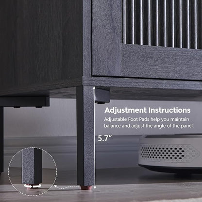 IFBUY Modern Sideboard Buffet Cabinet, 123.5" W Fluted Arched Buffet Cabinet with Storage and Adjustable Shelves, Wooden Modular Coffee Bar Cabinets for Kitchen, Entryway, Dark Grey