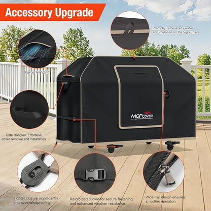 Exclusive Foldable 58 inch Grill Cover, 600D Heavy Duty Outdoor BBQ Cover for Weber Genesis II/EX/SX/LX 300 and Genesis 300 Series Weber 7130, 3-5 Burners Grill, Black