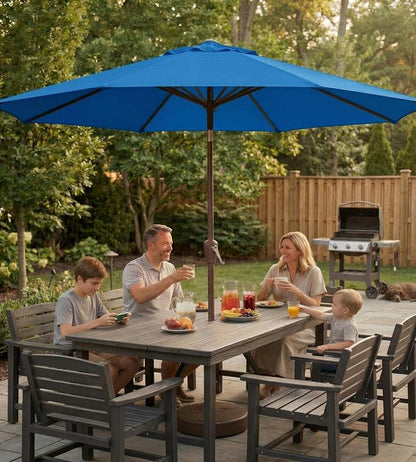 10FT Patio Umbrella, Outdoor Umbrella with Push Button Tilt and Crank, 8 Sturdy Ribs, UV Protection & Waterproof Market Umbrella for Pool, Backyard, Beach,Deck