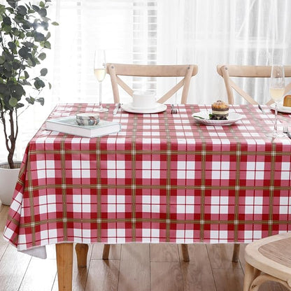 Walrus Heavy Duty Vinyl Tablecloth with Flannel Backing Waterproof Oil-Proof Plastic Table Cloth Stain-Resistant Wipeable Rectangle or Square Table Cover for Indoor and Outdoor (Lattice,52x70 Inch)