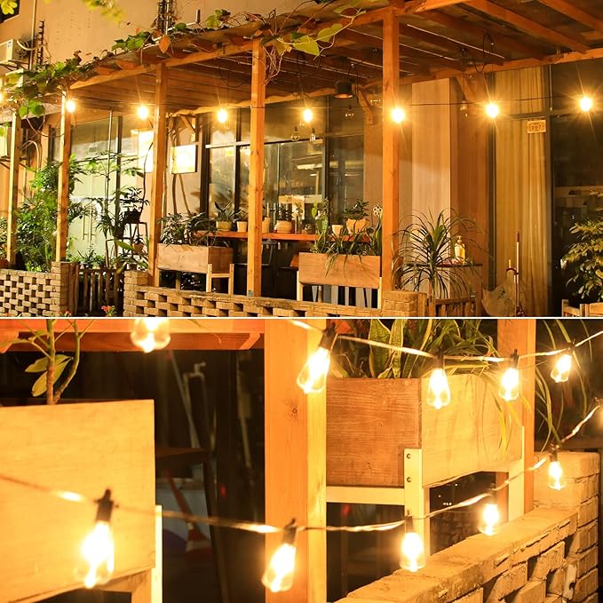 Zuske 100FT Outdoor String Lights, LED Patio Lights with 50+3 ST38 Vintage Edison Shatterproof Bulbs, IP65 Weatherproof Outside Hanging Lights for Backyard Bistro Cafe Garden(50FTx2)