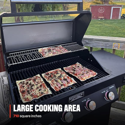 Monument Grills Denali Series, 4+1 Liquid Propane Gas Smart BBQ Grill, 4 Burners & 1 Side Burner Denali 425 with Smart Technology and Knob Controls, Black