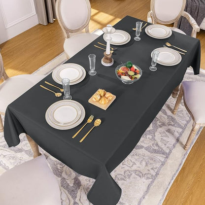 Softalker Rectangle Tablecloth, Waterproof Table Cloths Wrinkle Free Fabric Washable Polyester Table Cover for Dining Tables Party Outdoor Camping Parties Buffet- 60 x 102 inch, Grey