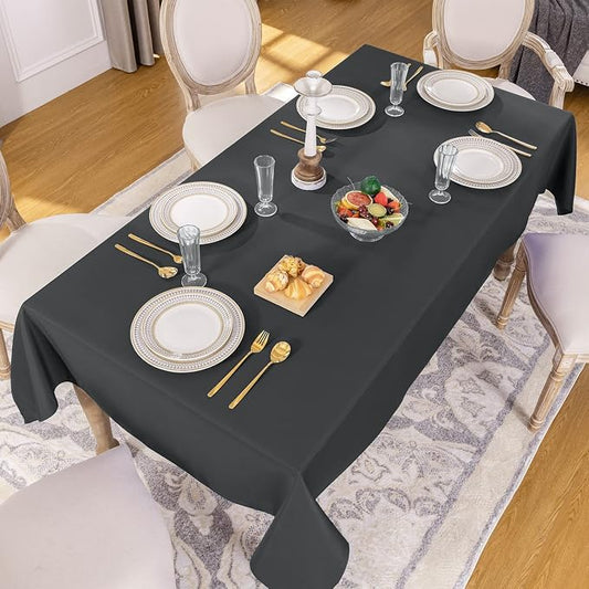 Softalker Rectangle Tablecloth, Waterproof Table Cloths Wrinkle Free Fabric Washable Polyester Table Cover for Dining Tables Party Outdoor Camping Parties Buffet - 60 x 120 inch, Grey