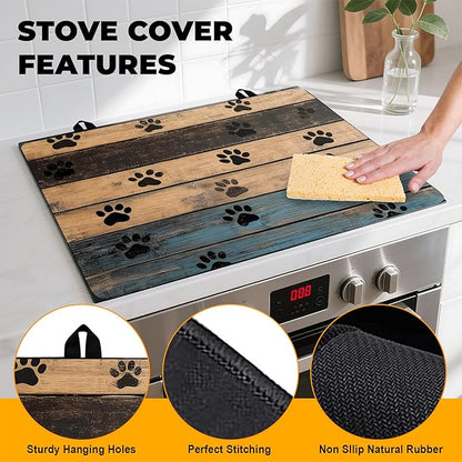 Stove Top Cover Retro Flower Gas Stove Top Cover for Home Decoration Kitchen Pad Non-Stick Washable Cooktop Covers Countertop Protector Keep Stove Clean 28"x20" (Texture-1)