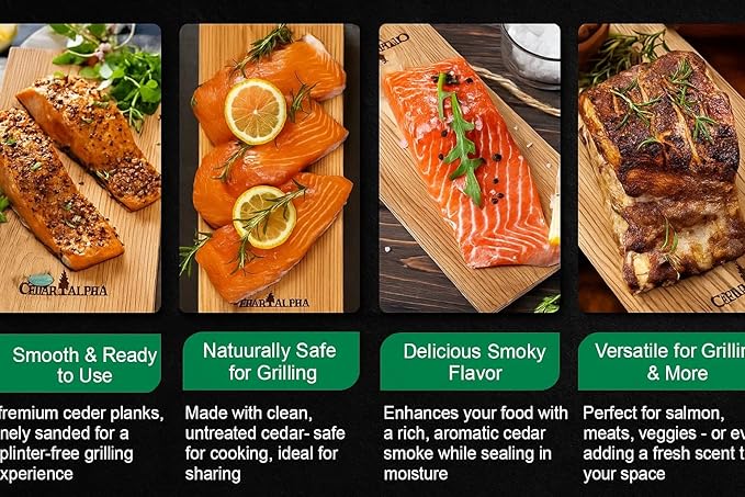 Bigger 13 PK, Cedar Planks for Grilling Salmon,11"x 5" Better Smoking, Add Smoky Flavor to Salmon, Veggies, Restaurant Quantity