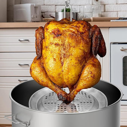 Stainless Steel Turkey Fryer Stand Kit,Turkey Chicken Fryer Stand and Hanger Set,suitable for outdoor turkey deep fryers,Turkey Fryer Grill Stainless Steel Accessories With Drip Pan