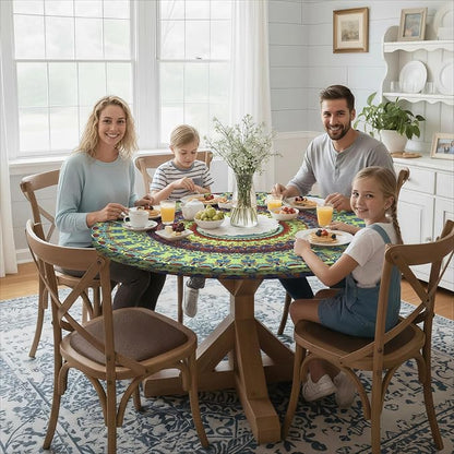 opstellen Fitted Round Tablecloths Reusable Stain Resistant Table Clothes Vinyl Indoor Outdoor Circular Cover for 36-44" Table House Party Gear Gifts Summer Autumn Camper Patio Picnic Accessories