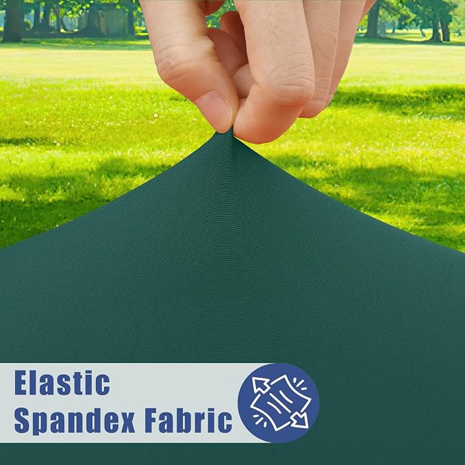 Moosfor Spandex 8 Foot Rectangle Table Cloth, Elastic Fitted Tablecloths for Picnic, Stretch Washable Patio Table Cover for Outdoor, Camping, Banquet and Parties (Blackish Green, 30"x96")