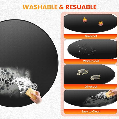 36" Fire Pit Mat for Solo Stove Bonfire, 4-Layer Fireproof Mat Round Under Grill Mat for Deck,Patio,Grass,Reusable Oil-Proof and Waterproof Fireplace Mat BBQ Floor Mat for Solo Stove Accessories
