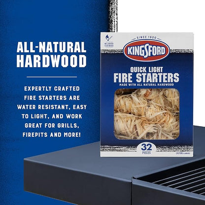 Kingsford Original Charcoal Briquettes, 16 Pounds (Package May Vary) with Kingsford Quick Light Fire Starters, 32 Count Fire Starter Rolls
