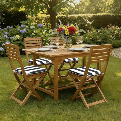 DYTXIII Set of 4 Outdoor Chair Cushions with Ties,Water Repellent Patio Chair Pads 17"x 16" for Outdoor Furniture,Round Corner Seat Cushions for Garden Yard Kitchen Cabana Black