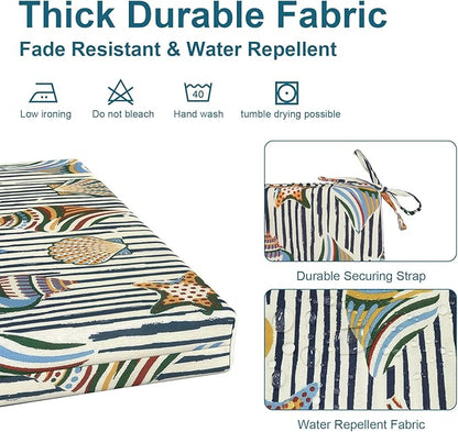 DYTXIII Set of 4 Outdoor Chair Cushions, Water Resistant 18.5"x16"x2" Square Seat Cushion for Patio Dining Chairs, High-Density Replacement Pads for Indoor Outdoor Furniture - Crayon Shells