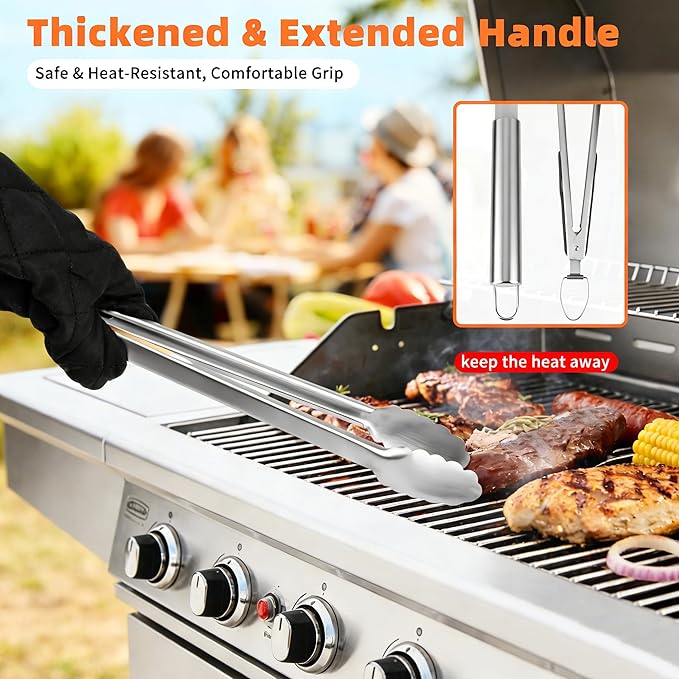 28PCS Stainless Steel BBQ Grill Accessories Set, Grilling Gifts for Men Birthday Father's Day, Portable Multifunction Grilling Utensils Tools Kit with Storage Bag for Outdoor Grill Camping BBQ Party