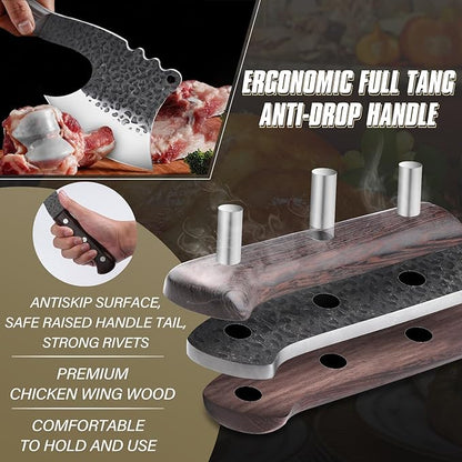 Dream Reach Meat Cleaver Heavy Duty Bone Chopper High Carbon Bone Cutting Knife Hand Forged Butcher Knife with Cover for Kitchen Outdoor BBQ, Christmas Gifts for Men Women