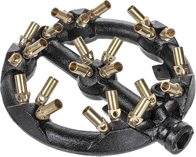 DuraSteel Natural Gas Jet Burner For Chinese Wok Range, Grilling, Stir Fry - Cast Iron Body Round Nozzle Jet Burner with 23 Brass Tips - Up 100,000 BTU