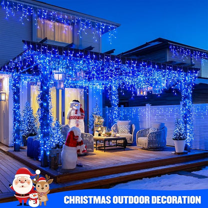 JMEXSUSS Blue Christmas Icicle Lights for Outside, 400 LED 38.8 FT | Connectable Icicle Lights Indoor Outdoor with 80 Drops, Christmas Lights with Remote Plug in for Fireplace Christmas Decor