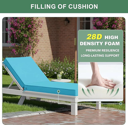 Summsun Chaise Lounge Cushions Outdoor Set of 4 - Waterproof and Fade Resistant Sun Lounger Replacement Cushions - Patio Lounger Pads with Removable Cover for Pool, Deck, Lawn, 72 x 21 x 3 Inch, Teal
