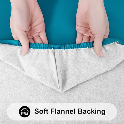 Smiry Rectangle Tablecloth, Elastic Fitted Flannel Backed Vinyl Tablecloths for 4ft Folding Tables, Waterproof Wipeable Table Covers for Indoor, Outdoor, Picnic and Camping (Turquoise, 24"x48")