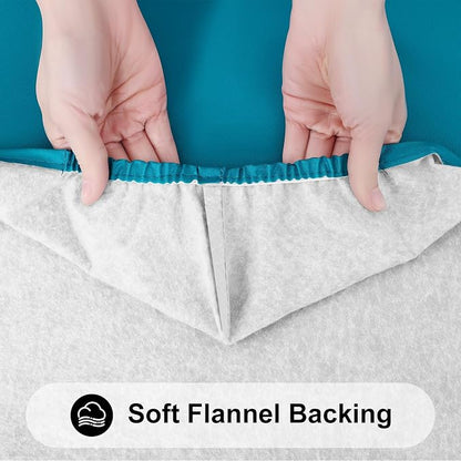 Smiry Rectangle Tablecloth, Elastic Fitted Flannel Backed Vinyl Tablecloths for 4ft Folding Tables, Waterproof Wipeable Table Covers for Indoor, Outdoor, Picnic and Camping (Turquoise, 30"x48")