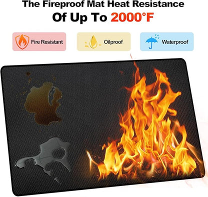 60" x 40" Grill Mats for Outdoor Grill, 2000°F Fireproof Under Grill Mat, Double-Sided Silicone Grill Pads for Deck Protector, Waterproof Oil-Proof BBQ Grill Matt for Fire Pit, Black