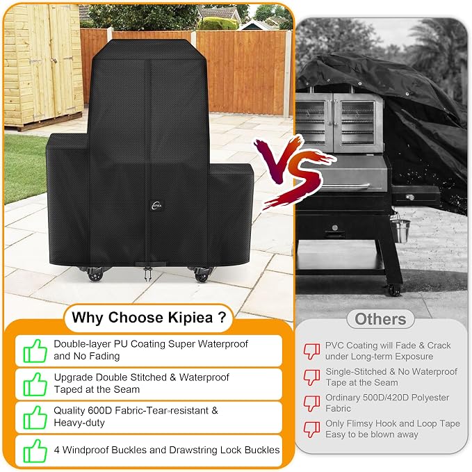 600D Heavy Duty Pellet Grill Cover for Pit Boss Lockhart, Waterproof Wood Pellet Smoker Cover with Windproof Buckles, UV Resistant, No Tear, No Fading