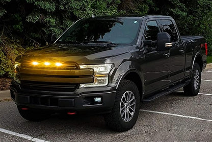 x xotic tech 3pcs Smoked Lens Front Grille Marker LED Light Lamps w/Harness Wiring OE Fit Compatible with Ford F-150 F150 Raptor 2010-2014 & 2017-up(Amber 12-SMD)