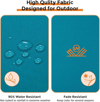 Magpie Fabrics Indoor Outdoor Cushion Cover Replacement 2 Pack, NO Insert! Water Repellent Slipcover with Ties Decor for Patio Garden Chair Sofa Bench Wicker(Teal Blue, 20x18x4 Inch)