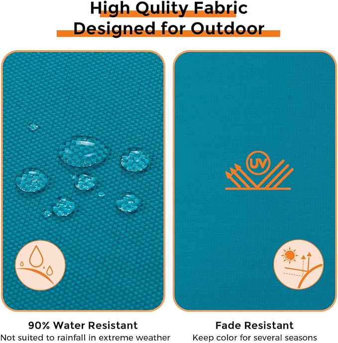 Magpie Fabrics Indoor Outdoor Cushion Cover Replacement 2 Pack, NO Insert! Water Repellent Slipcover with Ties Decor for Patio Garden Chair Sofa Bench Wicker(Teal Blue, 24x24x4 Inch)