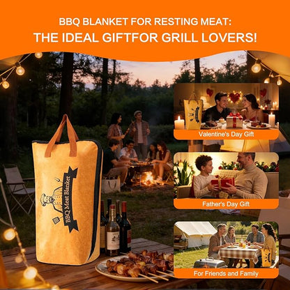BBQ Blanket for Resting Meat - Premium Insulated Meat Resting Bag with Removable Liner for Easy Cleaning - Wide Mouth Design Fits Large Briskets, Beef, Turkey, Pork Shoulder