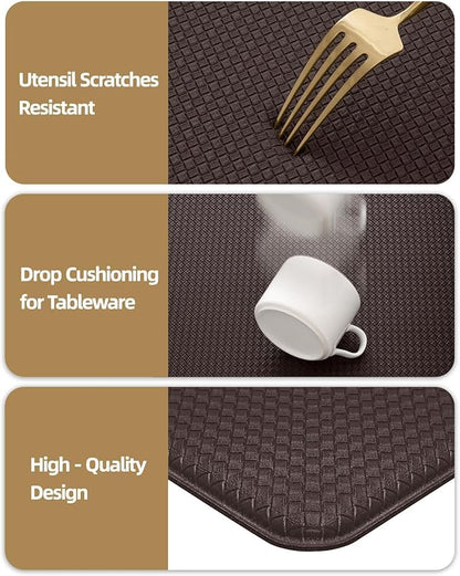 Color&Geometry Anti Fatigue Cushion Kitchen Mat for Floor -24"x87",Wide,Easy Clean, Water & Oil Proof, Anti Slip, Foam Rubber Runner Rug for Front Sink Comfort Standing,Brown