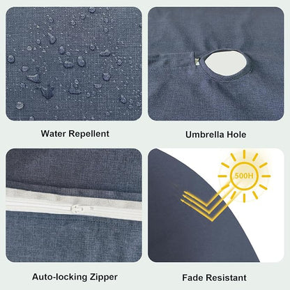 LVTXIII Outdoor Tablecloth with Umbrella Hole and Zipper, 60 x 84 Inch Water-Repellent Patio Table Cloth, Rectangle Table Covers for Backyard Garden, Navy Textured