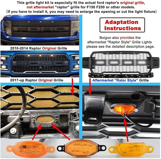 3X Front Grill Lights for Grilles 10-14 & 17-21 Smoked Lens Yellow LED Parking/Running