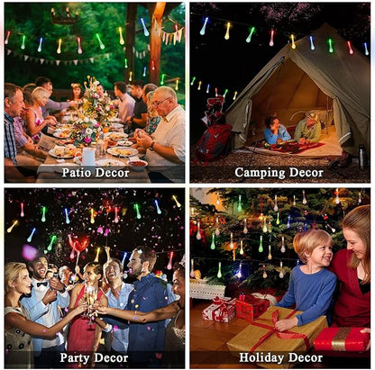 JMEXSUSS 2 Pack Solar String Lights Outdoor, Total 60LED 41.6FT, Water Drop | Outdoor Waterproof, Teardrop, 8 Modes Multi Colored Christmas Lights for Outside Garden Patio Yard Tree Christmas Decorations