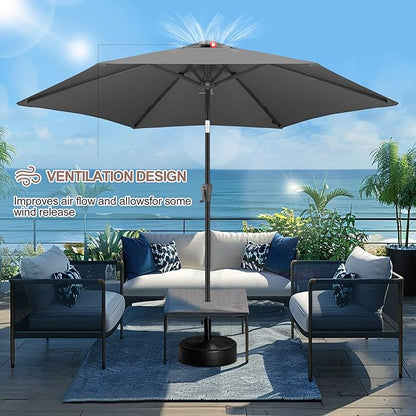 FLAME&SHADE 10ft Patio Umbrella - Outdoor Umbrella with 6 Sturdy Ribs, Push Button Tilt and Crank, UV Protection Table Market Umbrella for Pool, Porch, Garden, Deck, Backyard (Anthracite)