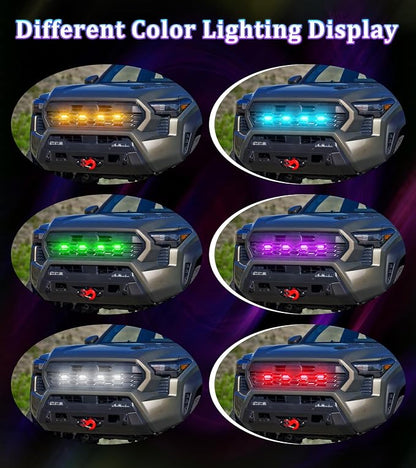 Grill Lights for Toyota Tacoma 2024-2026 Accessory TRD Sport Off Road, RGB | Direct-Snap Raptor Lights Tacoma 4th Gen Front Grille OEM-Style LED Design, IP68 Waterproof, Enhanced Night Visibility