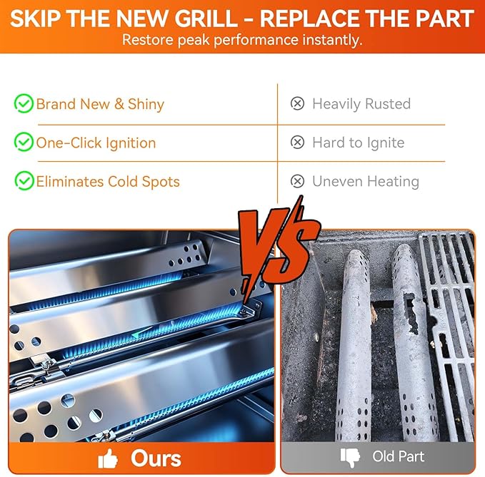 Grill Replacement Parts for Charbroil Performance 2 burner 463625217 463673517 463673519 463625219 300 Cabinet Liquid Propane, G470-5200-W1 Burner, G470-0004-W1 Heat Plate, Carryover Tubes, Igniters