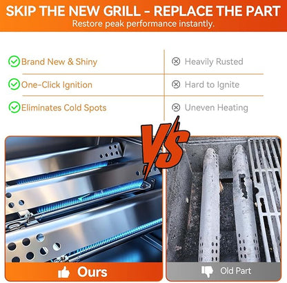Grill Replacement Parts for Charbroil Performance 2 burner 463625217 463673517 463673519 463625219 300 Cabinet Liquid Propane, G470-5200-W1 Burner, G470-0004-W1 Heat Plate, Carryover Tubes, Igniters