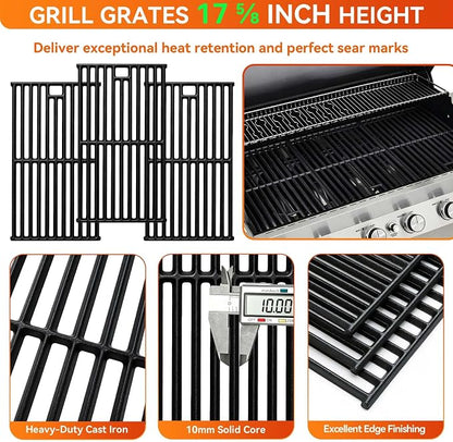 Grill Grates for Monument 24367 35633 17842, Cast Iron Grates Replacement Parts for Dyna Glo 5-Burner DGE530SSP DGE530SSP-D BGE530PSP DGF530SRP DGE530SSP-1, Cooking Grids 3 Pack