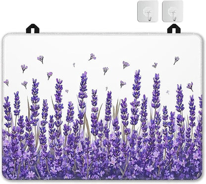 Purple Lavender Glass Top Stove Cover Protector,Spring Flower Stove Top Covers for Electric Stove,Washable Heat Resistant Cooktop Mat Anti-Slip Range Covers, 28 x 20 Inch
