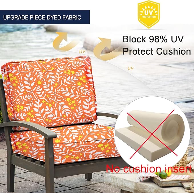 NettyPro Outdoor Cushion Slipcovers Set 4, Waterproof Patio Chair Seat Cushion Slip Cover, Replacement Cover Only, 20 x 18 x 4 Inch