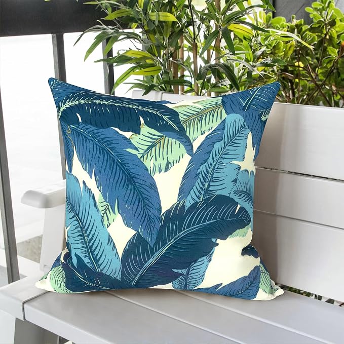 LVTXIII Outdoor Pillow Covers 20x20 Inch, 2 Pack Large Square Throw Pillow Cases, Fade-Resistant Cushion Covers for Patio Furniture Sofa, Garden Porch, Swaying Palms Blue