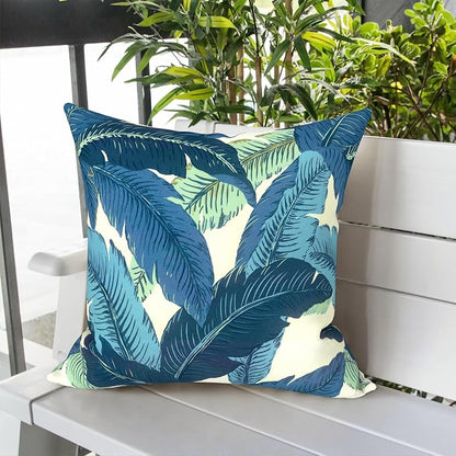 LVTXIII Outdoor Pillow Covers 20x20 Inch, 2 Pack Large Square Throw Pillow Cases, Fade-Resistant Cushion Covers for Patio Furniture Sofa, Garden Porch, Swaying Palms Blue