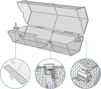 Skyflame Stainless Steel Round Tumble Rotisserie Grill Basket | Partitioned Food Grilling, Fits for 5/16 Inch Square, 3/8 Inch Square, 3/8 Inch Hexagon, 1/2 Inch Hexagon Spit Rods